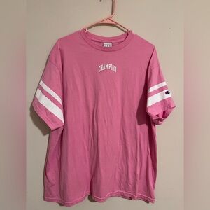 XL Champion Men’s Pink Short Striped Sleeve T-Shirt
